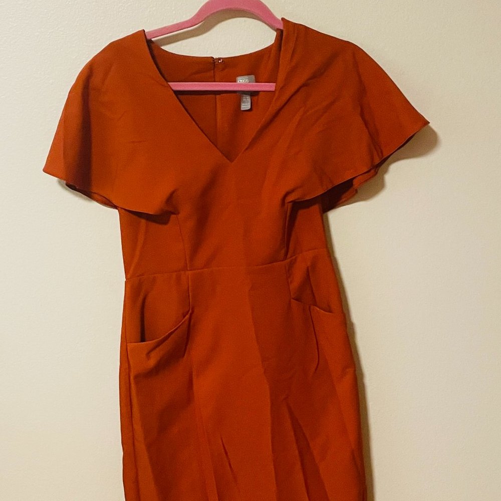 Copper Bodycon Cocktail Tress with Cape Sleeves